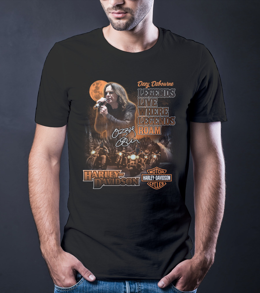 Ozzy Osbourne Legends Live Where Legends Roam Harley Davidson Motor Cycles T-Shirt