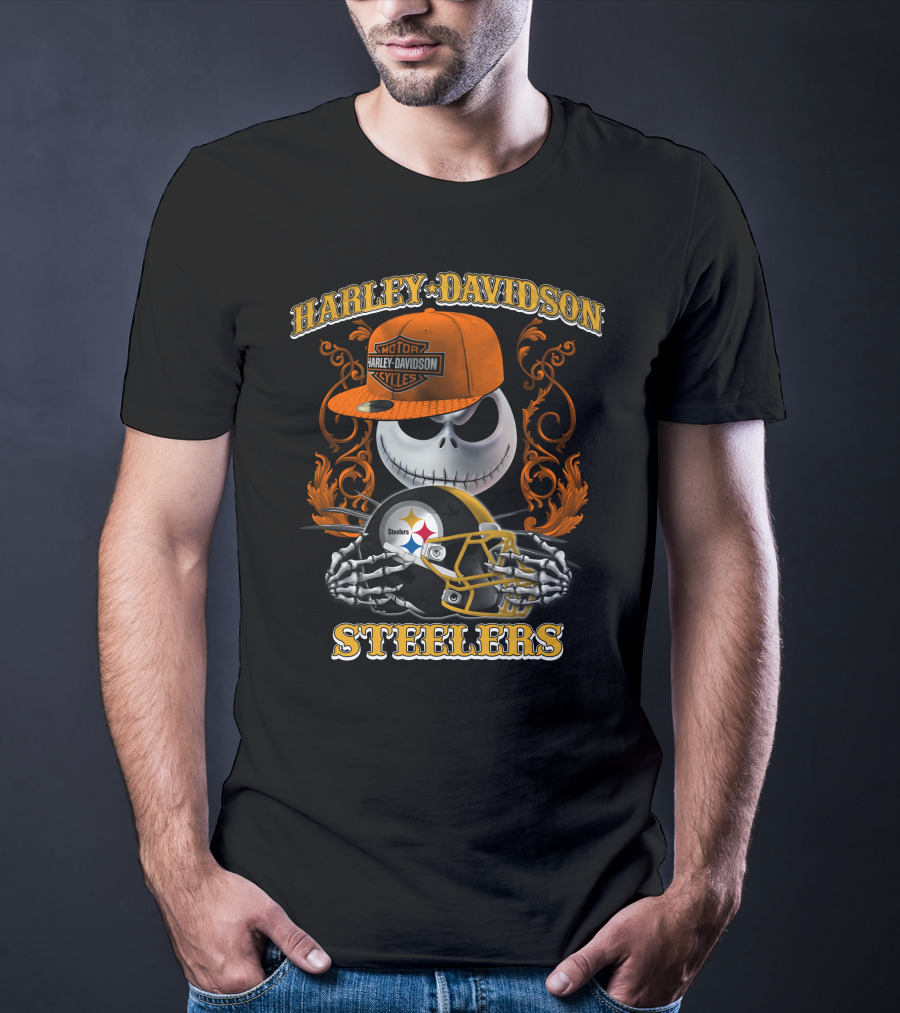 Harley Davidson Motor Cycles Steelers Jack Skellington T-Shirt