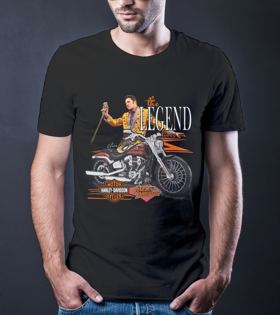 Elvis Presley The Legend Lives On Harley Davidson Motorcycle T-Shirt