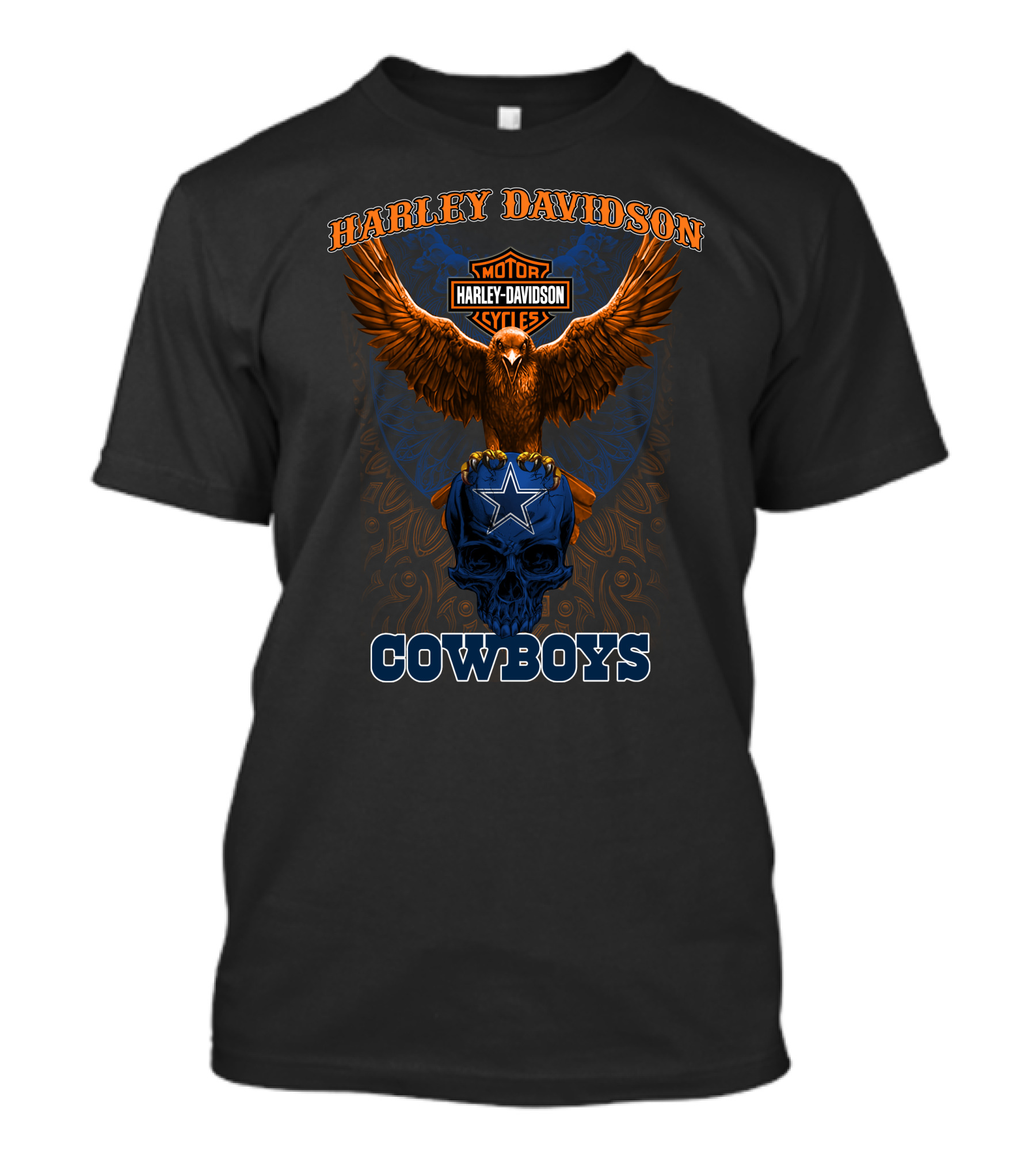 Harley Davidson Motor Cycles Cowboys Eagle Star Skull T-Shirt