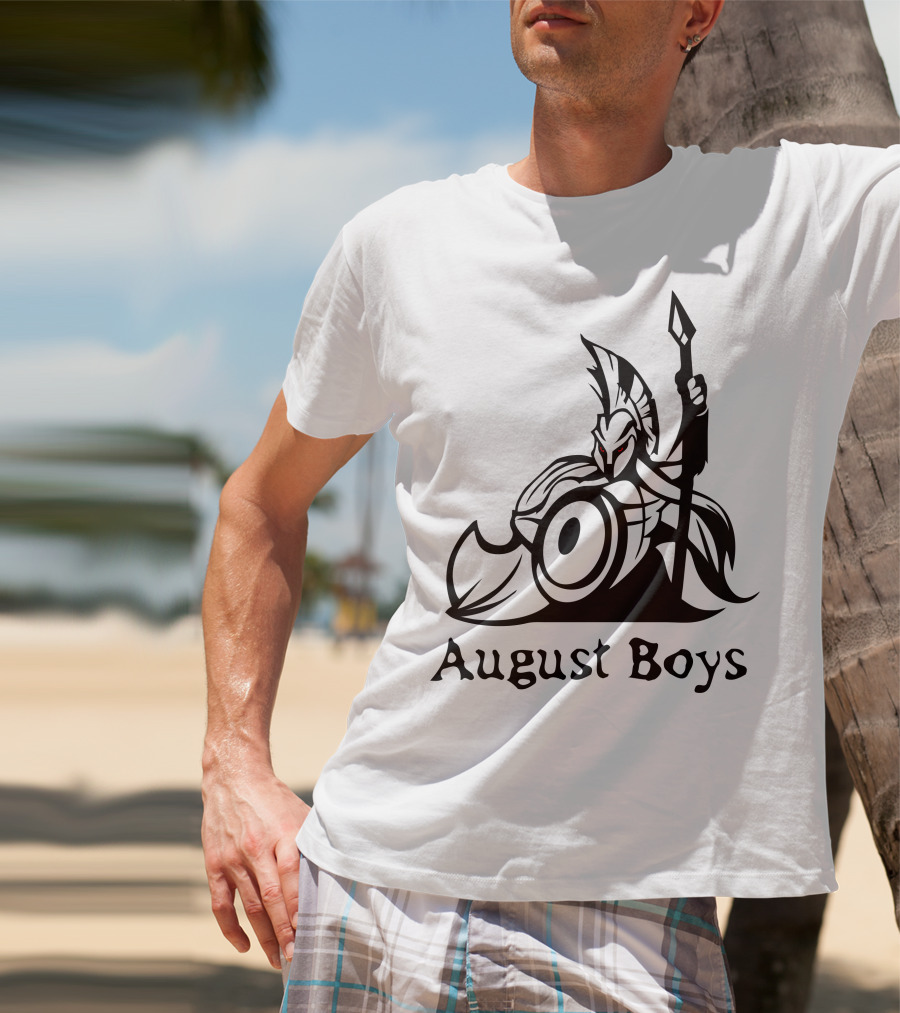 August Boys Warrior Spartan Shield Spear T-Shirt