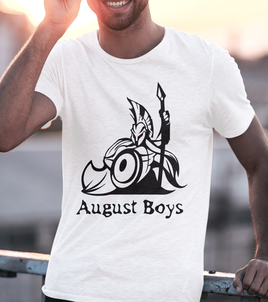 August Boys Warrior Spartan Shield Spear T-Shirt