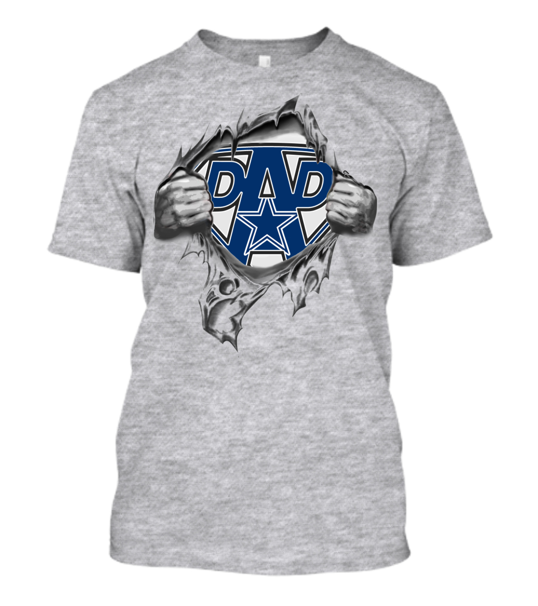 Dallas Cowboys Super Dad Star Burst Dad Logo Rip Torn Hands T-Shirt
