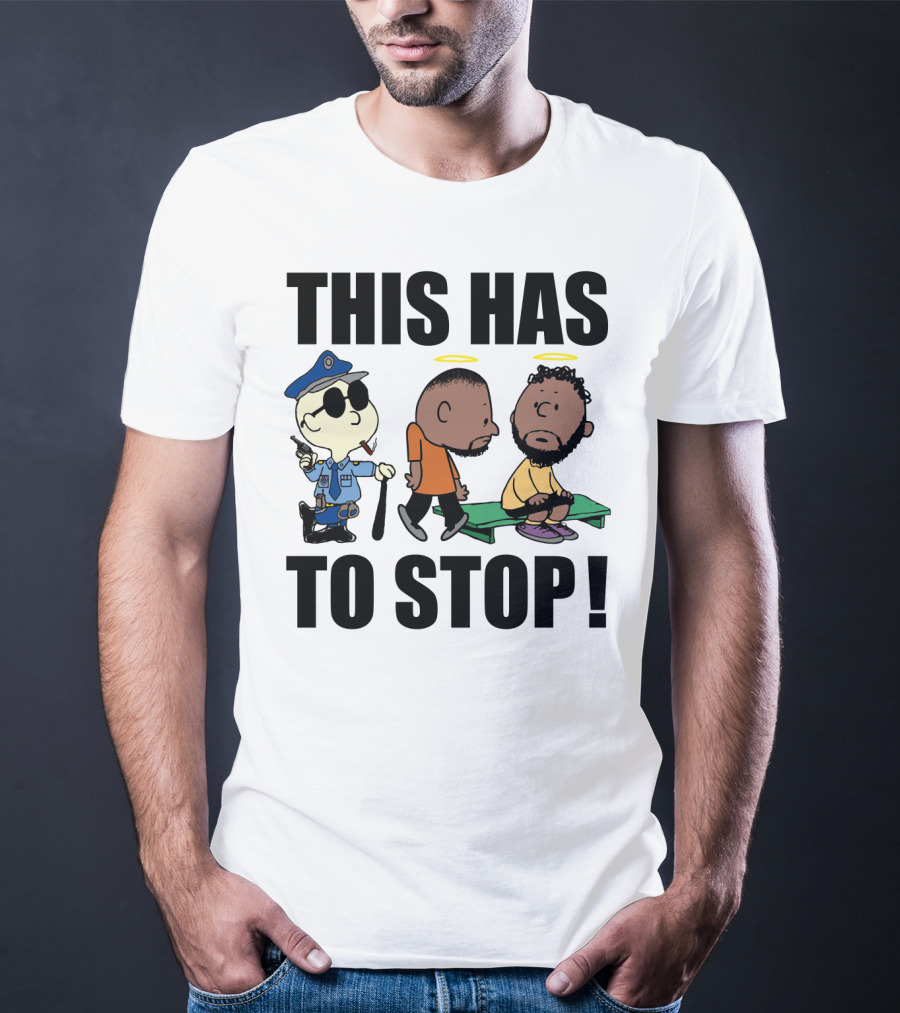 THIS HAS TO STOP Charlie Brown Police Cartoon Social Commentary T-Shirt