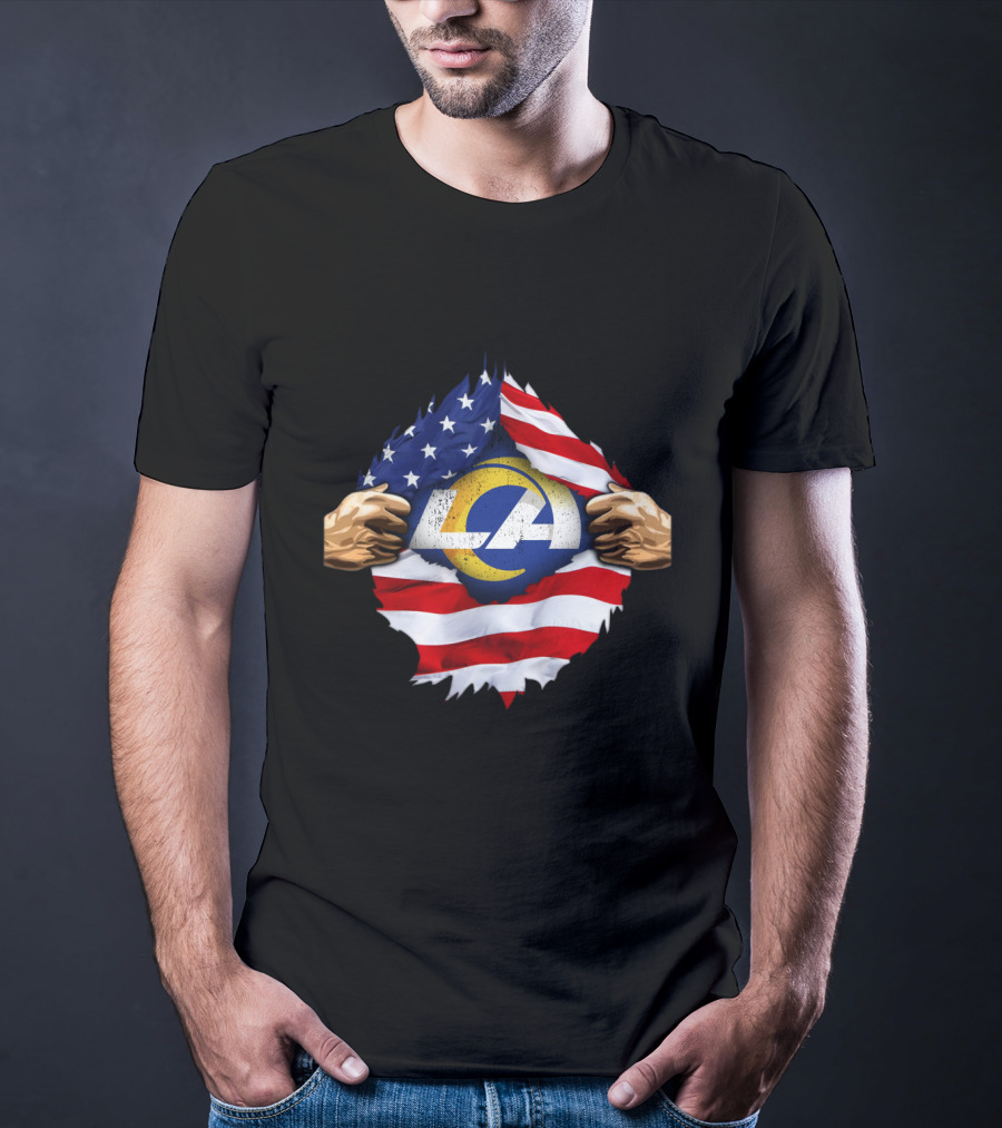 LA Rams American Flag Tear T-Shirt