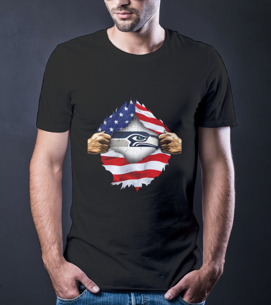 Seattle Seahawks American Flag Pride T-Shirt