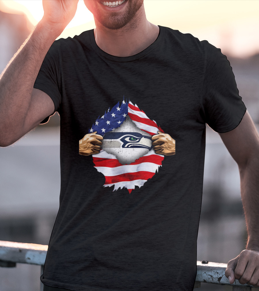 Seattle Seahawks American Flag Pride T-Shirt