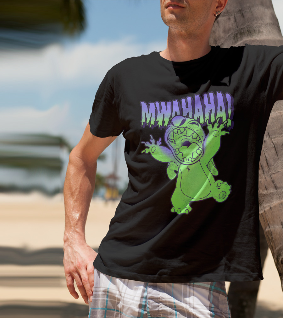 Disney Stitch Halloween Mwahaha Green Glow T-Shirt