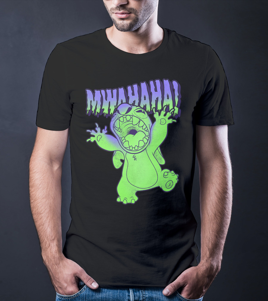 Disney Stitch Halloween Mwahaha Green Glow T-Shirt