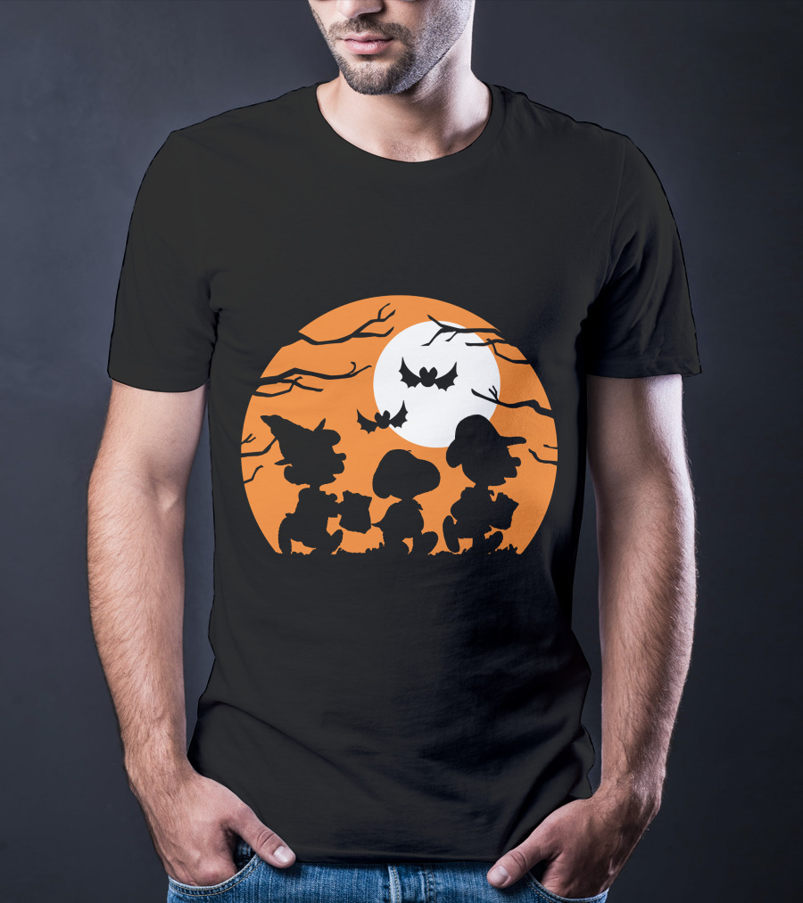Peanuts Halloween Trick Or Treat Moonlit Bats T-Shirt