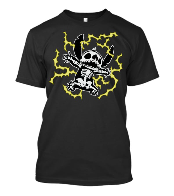 Disney Stitch Skeleton Halloween Electric Glow T-Shirt
