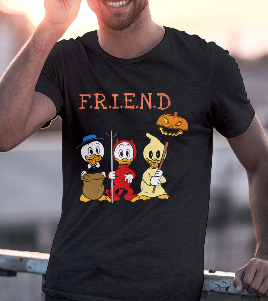 Disney Donald Duck Halloween F.R.I.E.N.D Ghost Devil Pumpkin T-Shirt
