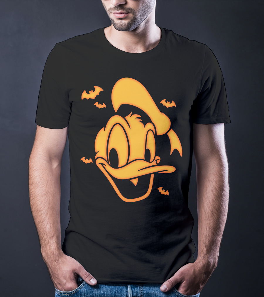 Halloween Donald Duck Carving With Bats T-Shirt