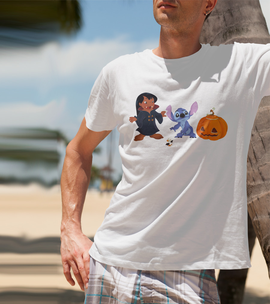Halloween Stitch Lilo Vampire Costume Pumpkin T-Shirt