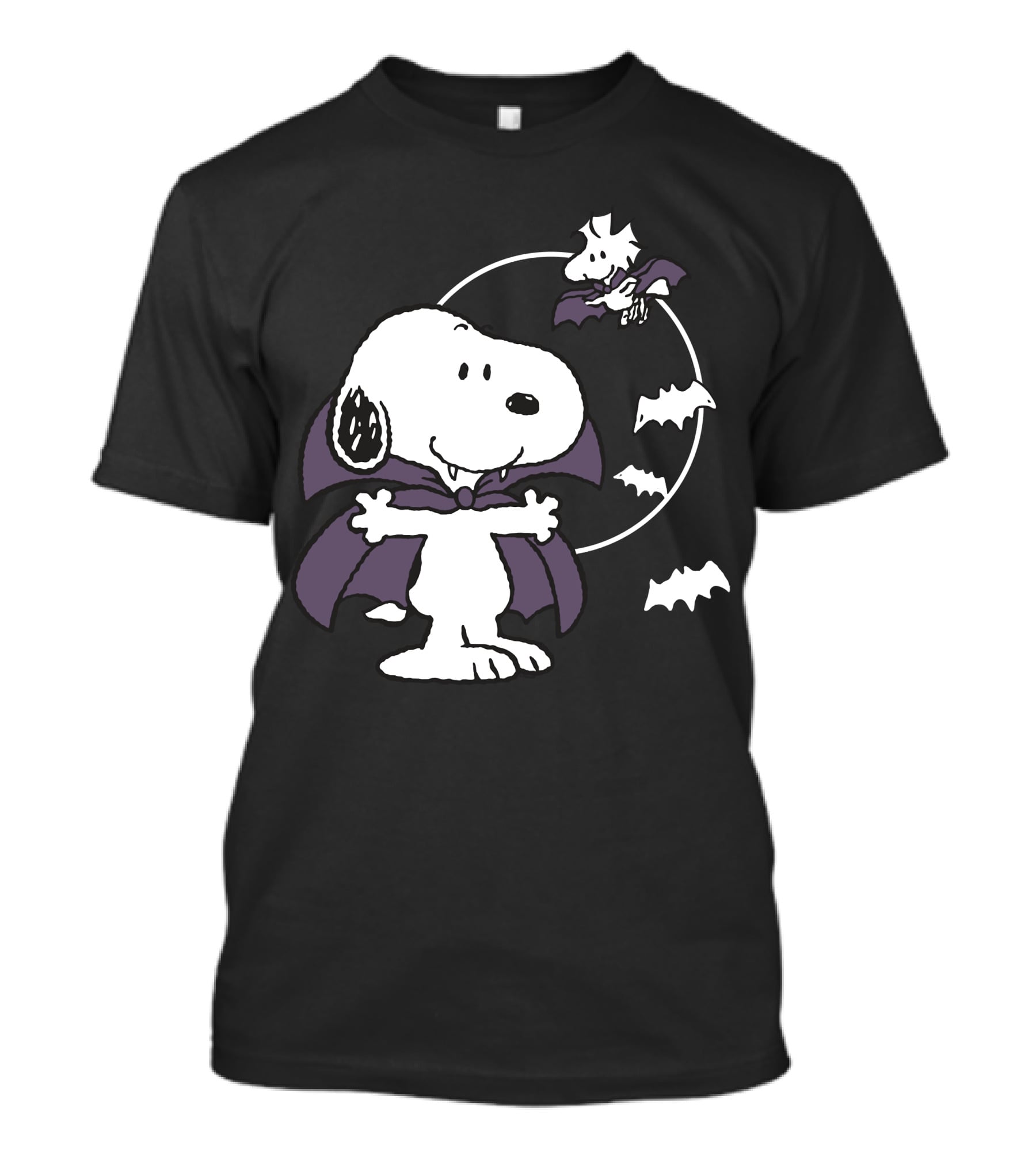 Snoopy Halloween Vampire With Flying Bats T-Shirt
