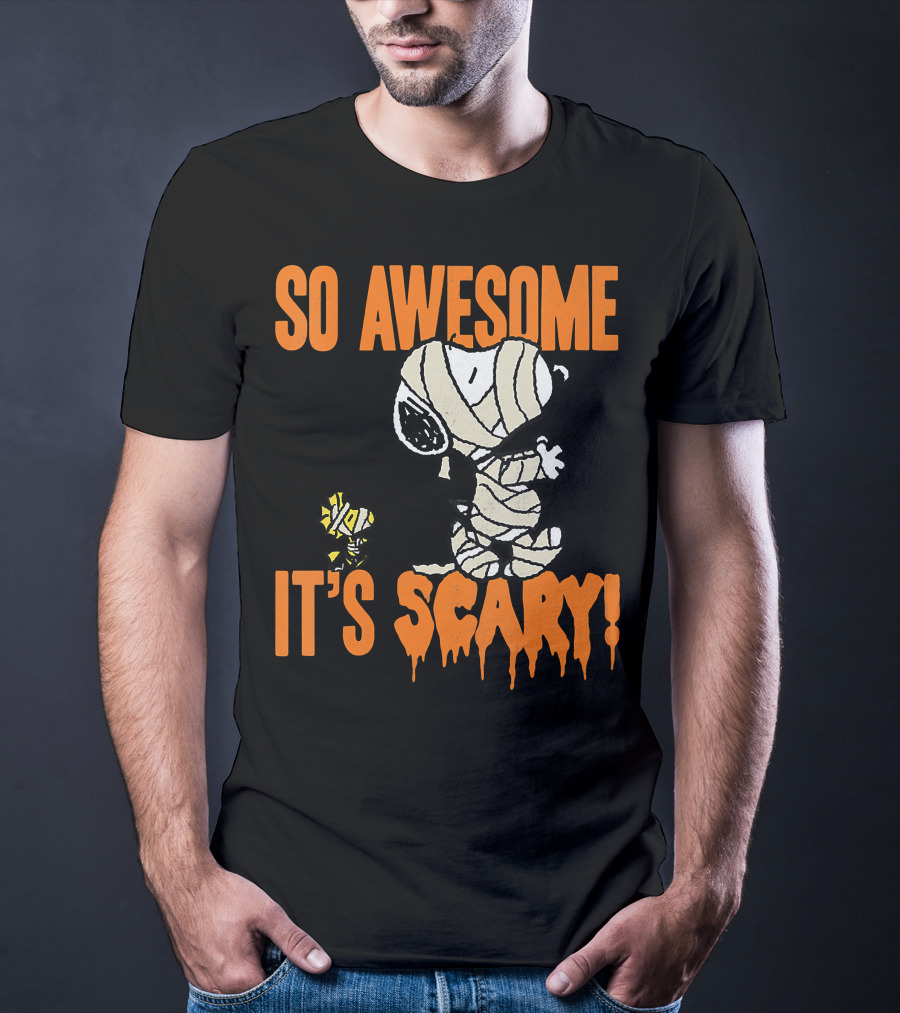 So Awesome It's Scary Halloween Snoopy Mummy T-Shirt