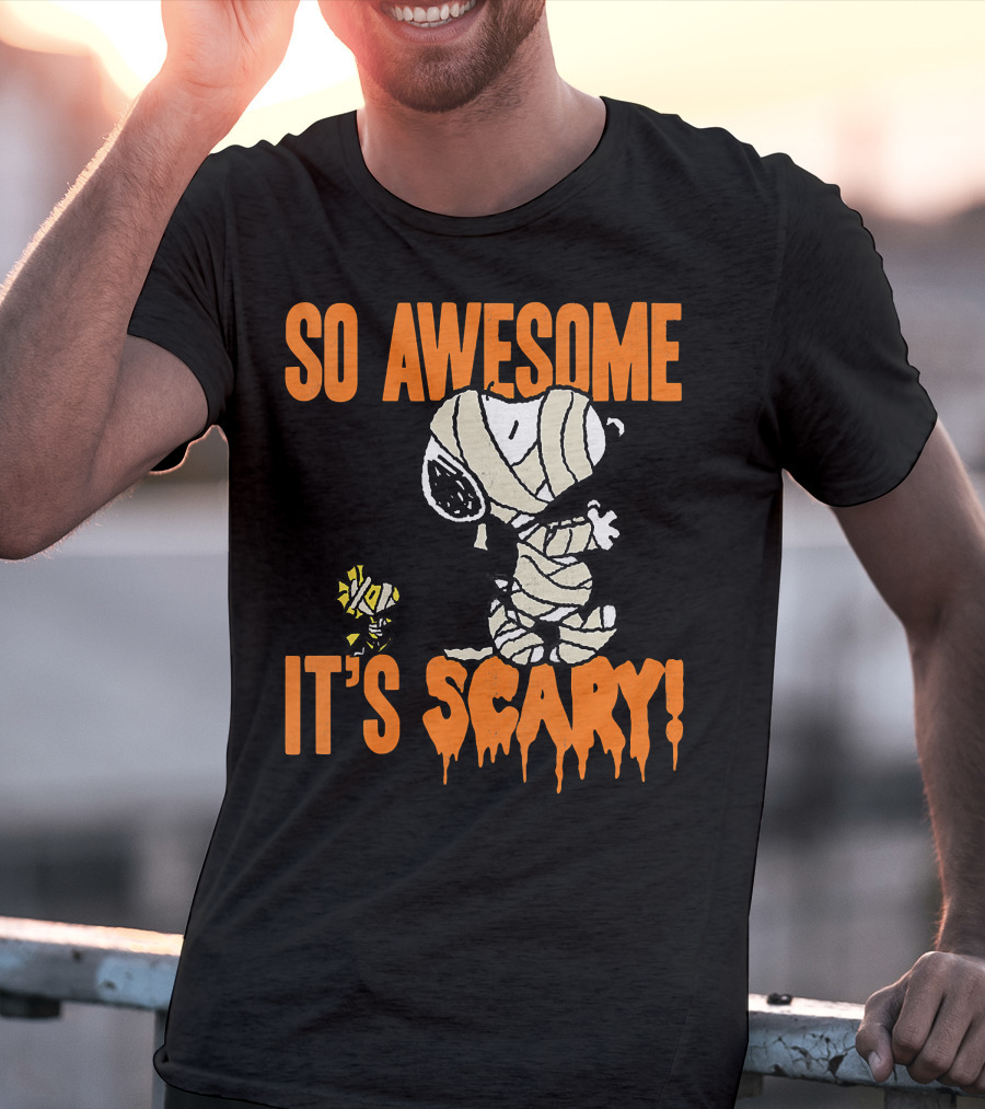 So Awesome It's Scary Halloween Snoopy Mummy T-Shirt