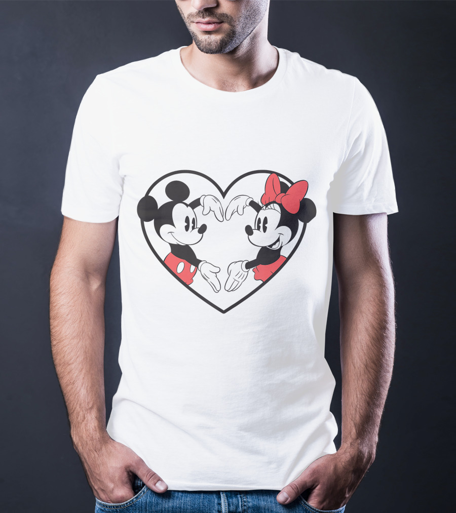 Mickey Minnie Heart Hands Love Gesture Iconic Couple T-Shirt