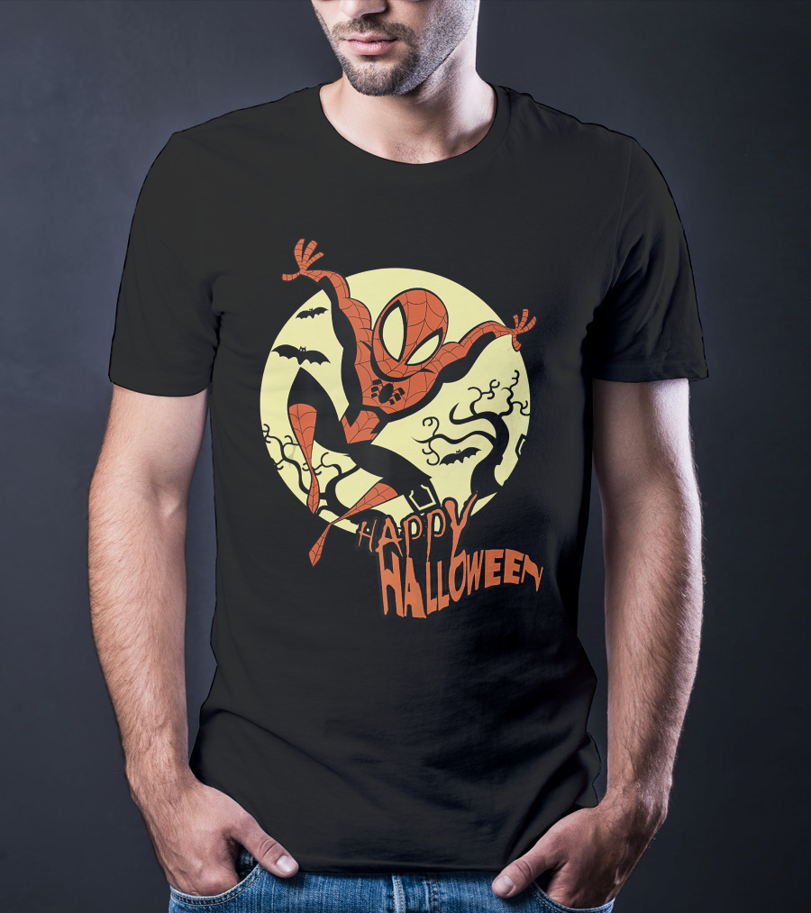Spider Man Happy Halloween Moonlight T-Shirt