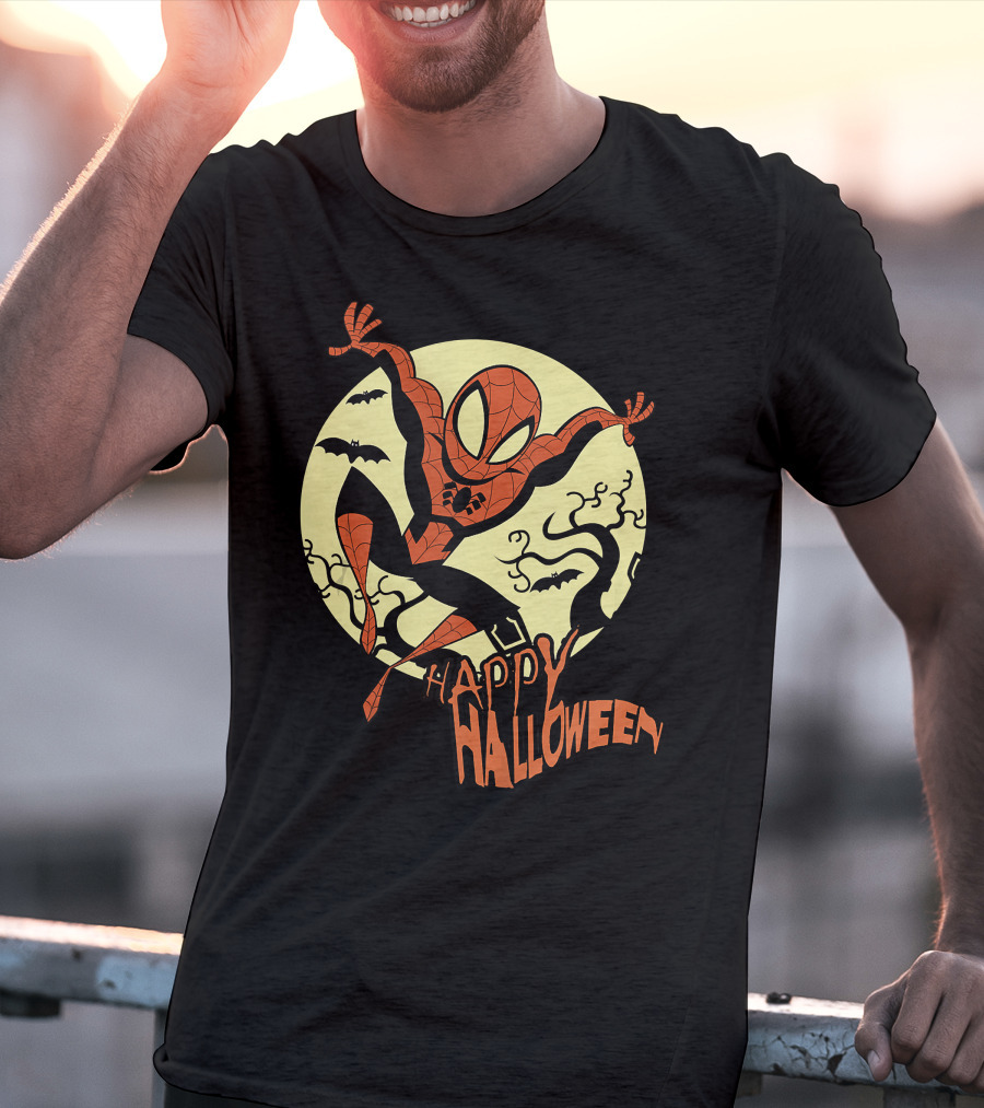 Spider Man Happy Halloween Moonlight T-Shirt
