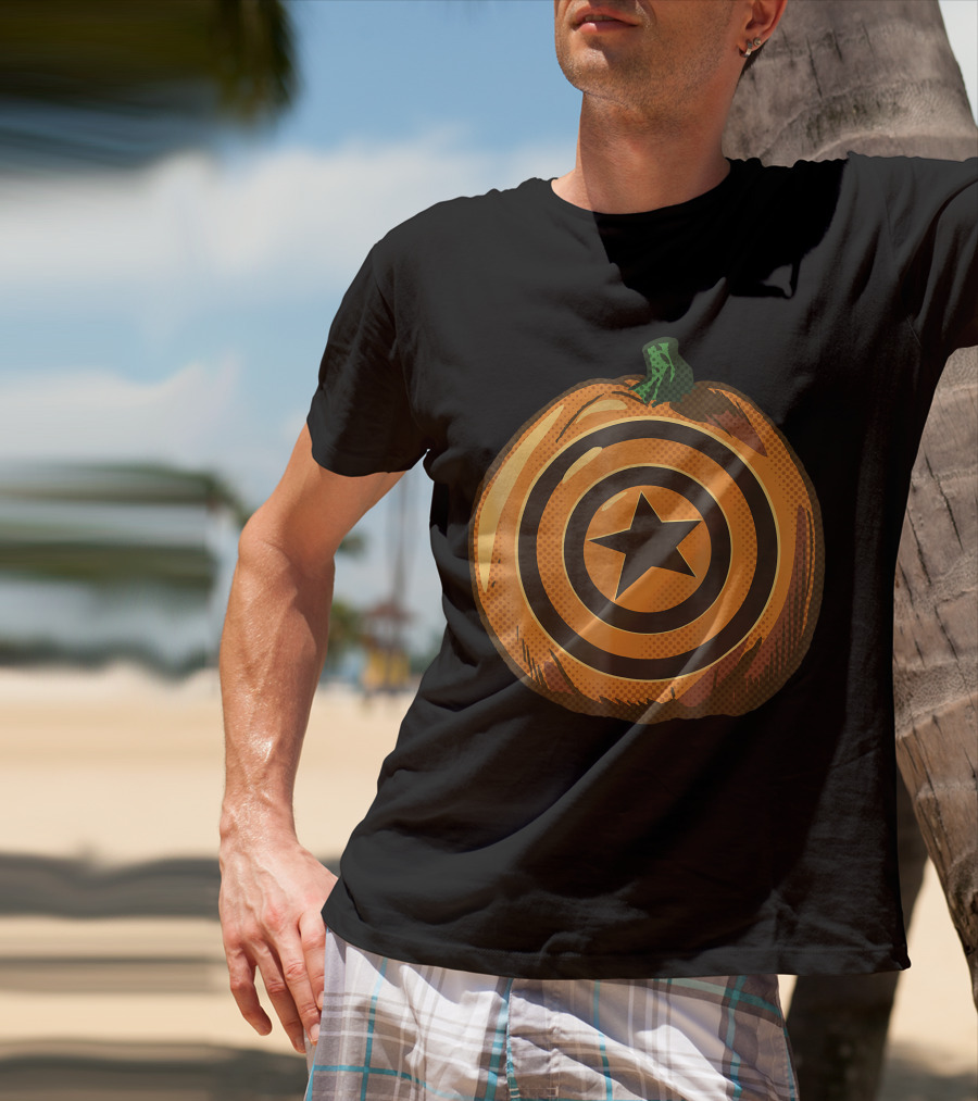Capt America Shield Pumpkin Halloween T-Shirt