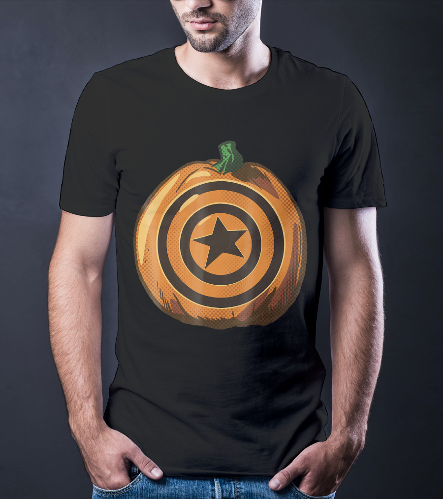 Capt America Shield Pumpkin Halloween T-Shirt