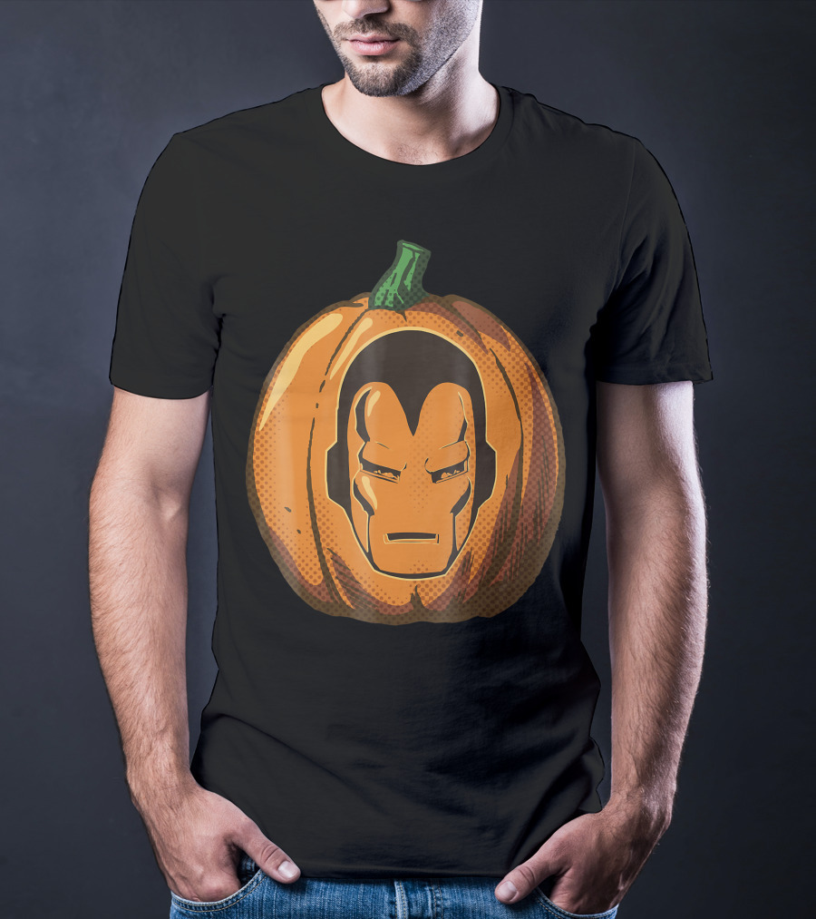 Iron Man Face Carved Halloween Pumpkin T-Shirt