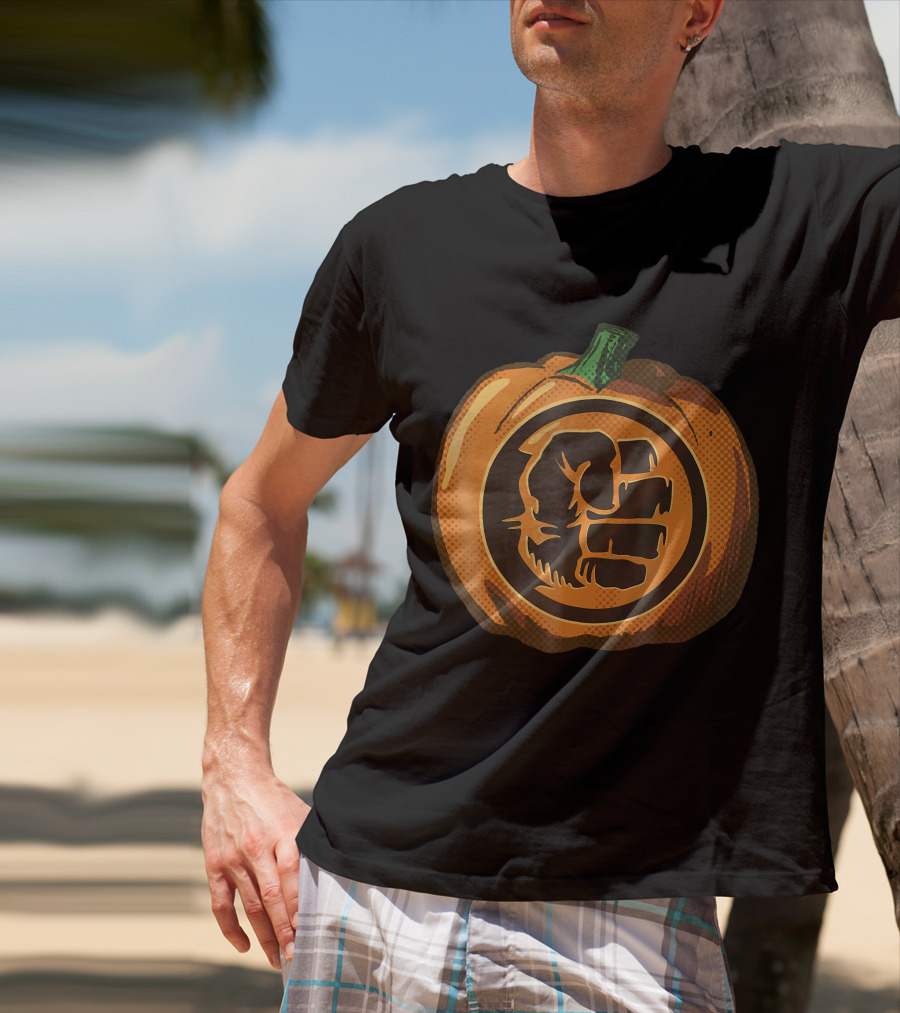 Hulk Fist Pumpkin Halloween Fusion In Comic T-Shirt