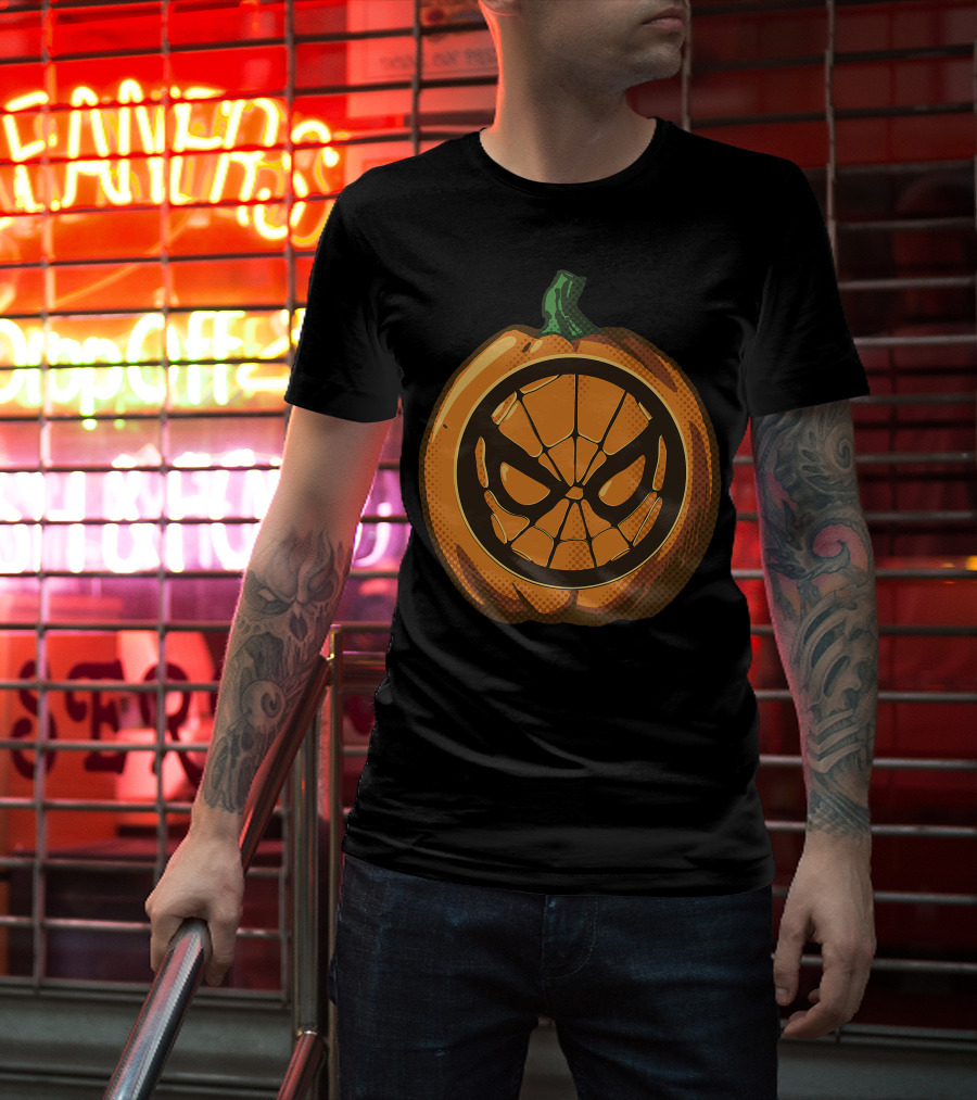 Spider Man Halloween Pumpkin Face Carving T-Shirt