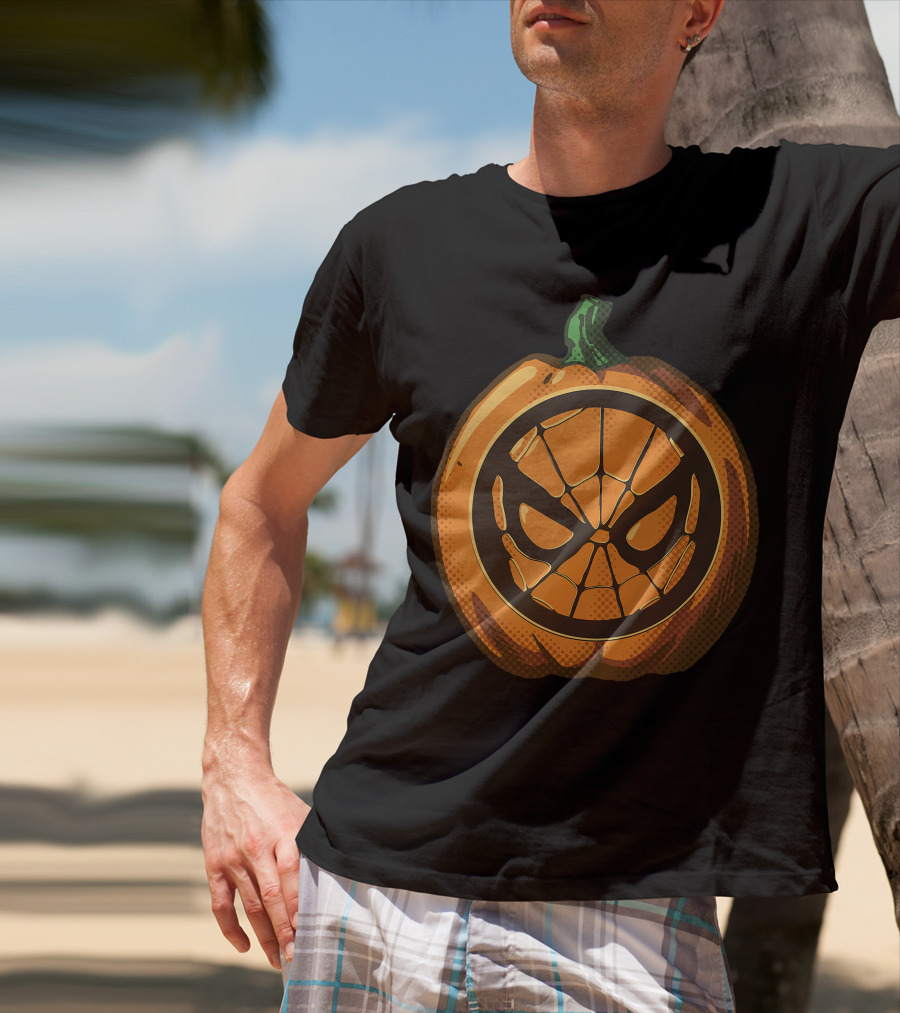 Spider Man Halloween Pumpkin Face Carving T-Shirt