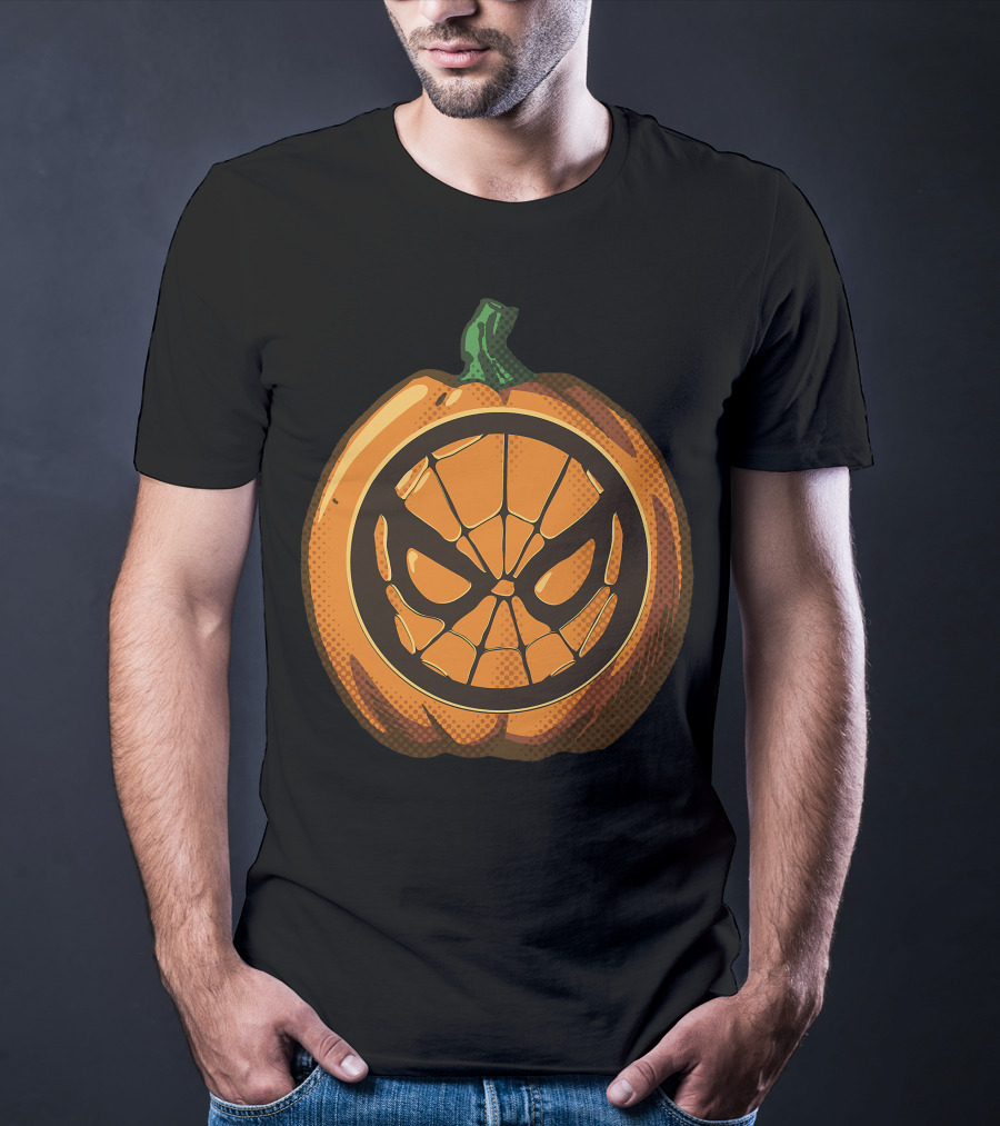 Spider Man Halloween Pumpkin Face Carving T-Shirt