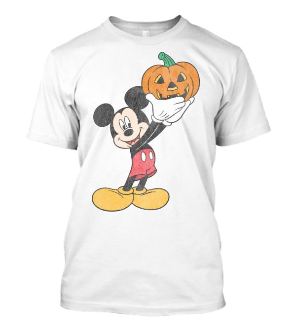 Mickey Mouse Holding Halloween Pumpkin T-Shirt