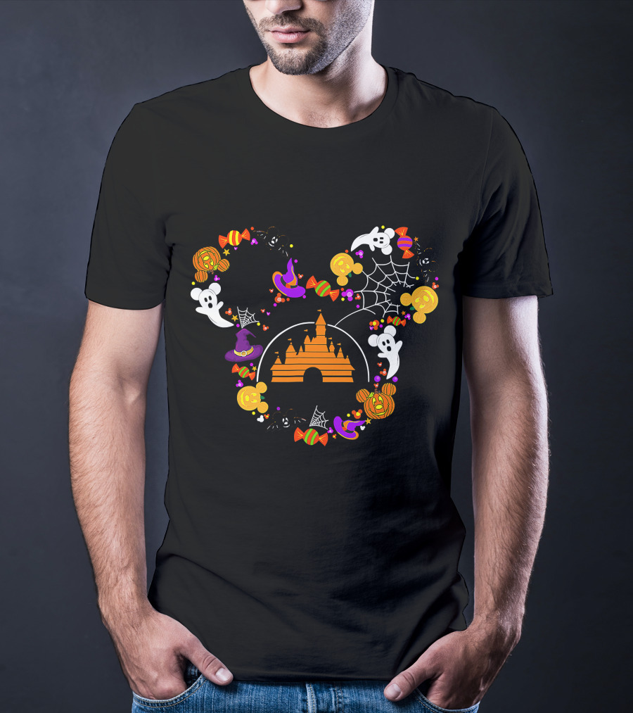 Halloween Witch Candy Ghost Castle Spooky Mouse Ears T-Shirt