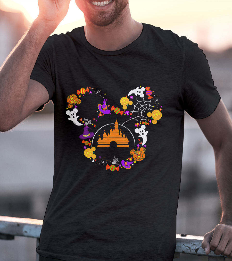 Halloween Witch Candy Ghost Castle Spooky Mouse Ears T-Shirt