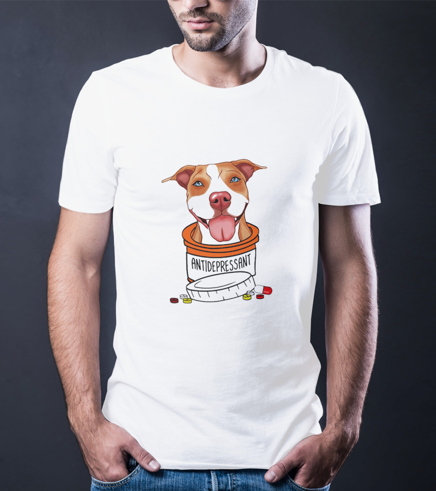Antidepressant Dog In Pill Bottle With Capsules And Tablets T-Shirt