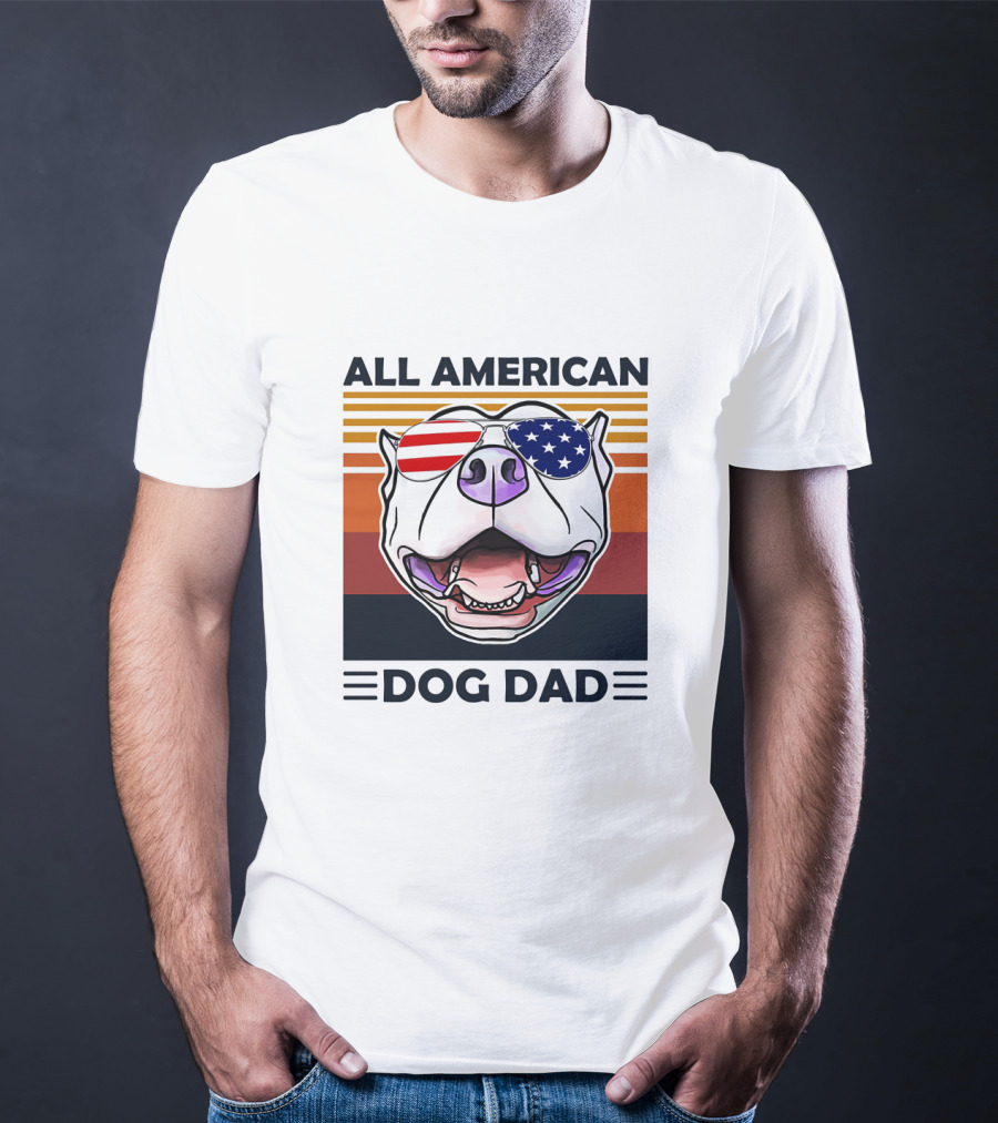 All American Dog Dad Patriotic Pitbull Eyewear T-Shirt