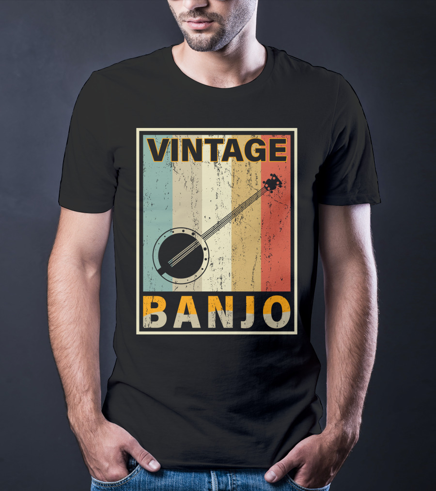 Vintage Banjo Retro Stripes T-Shirt