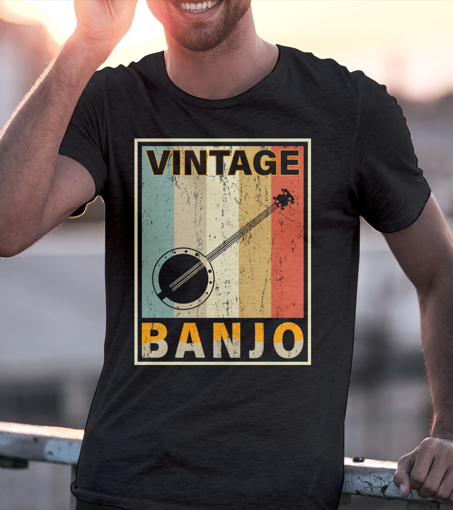 Vintage Banjo Retro Stripes T-Shirt