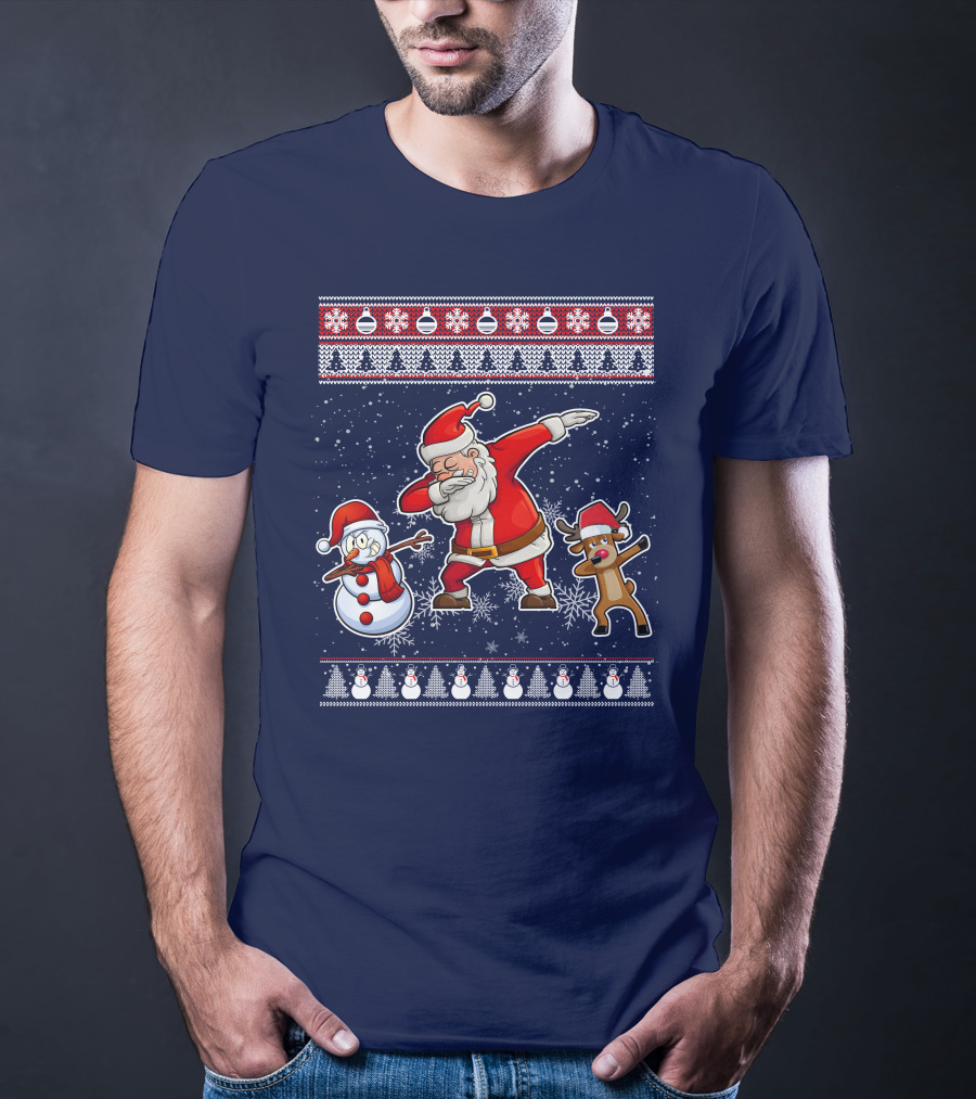Santa Dabbing Santa Claus Snowman Reindeer Christmas Dabing T-Shirt