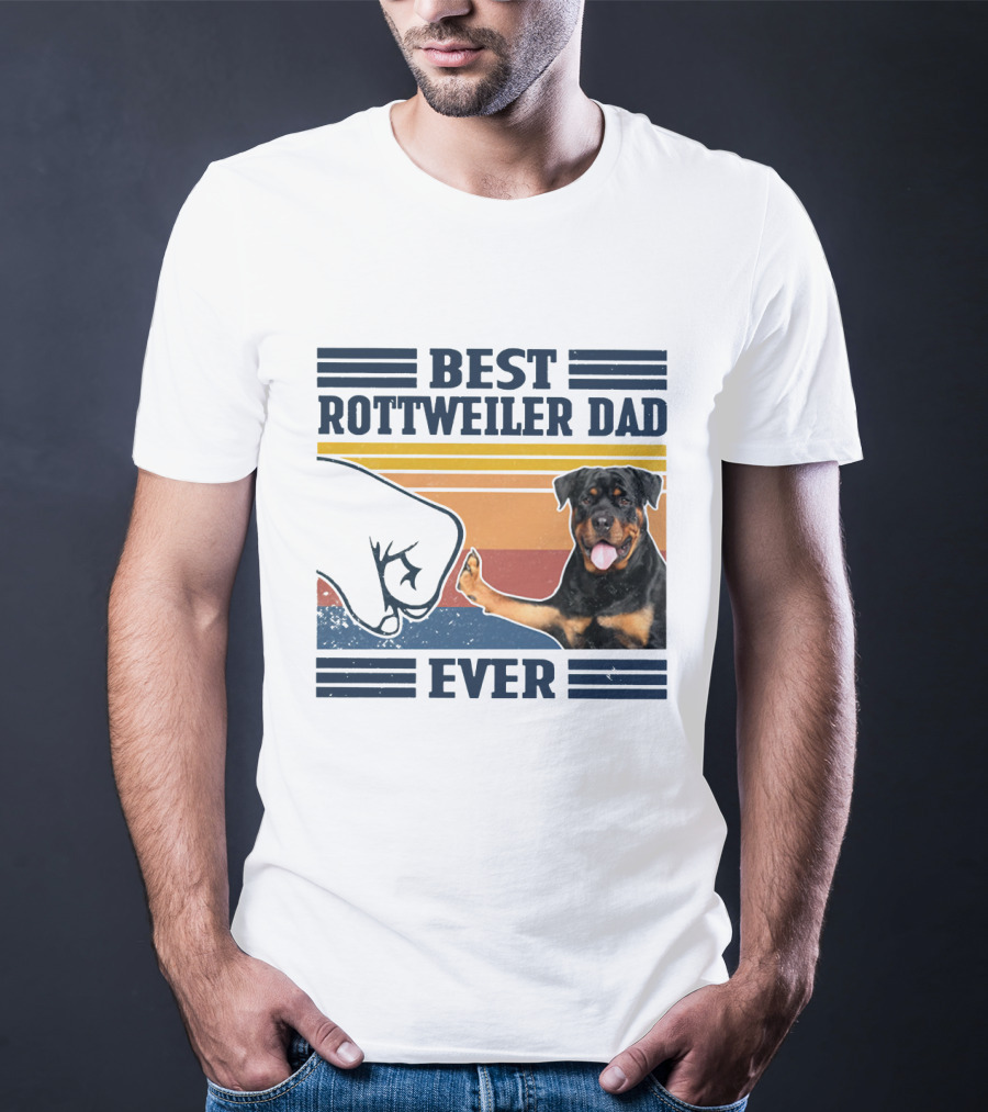Best Rottweiler Dad Ever Vintage Fist Bump Stripes T-Shirt