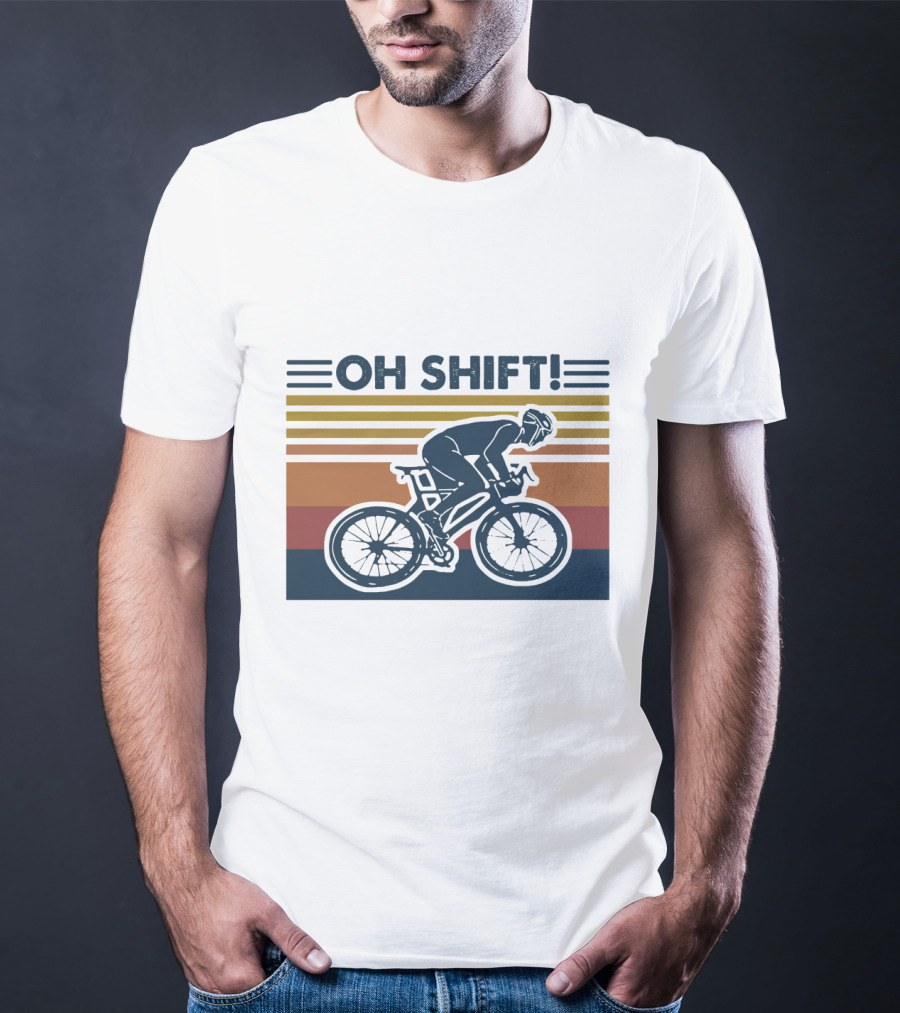 Oh Shift Cycling Retro Stripes T-Shirt