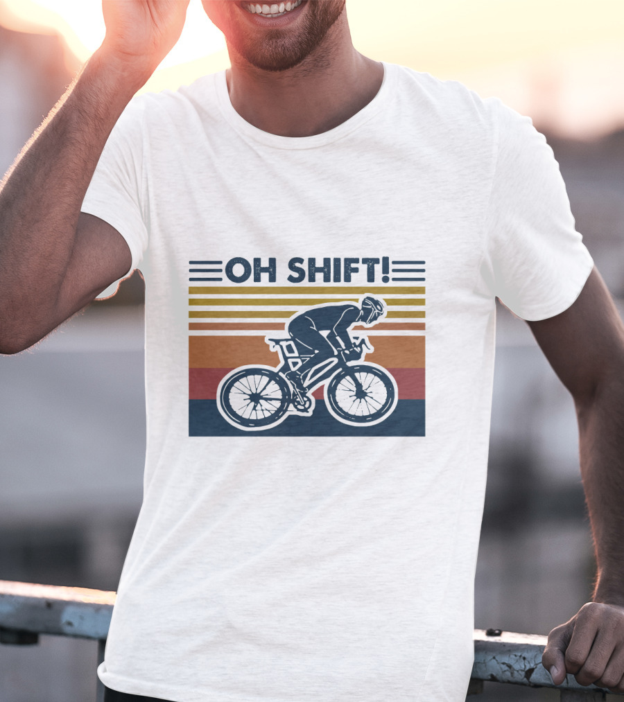 Oh Shift Cycling Retro Stripes T-Shirt