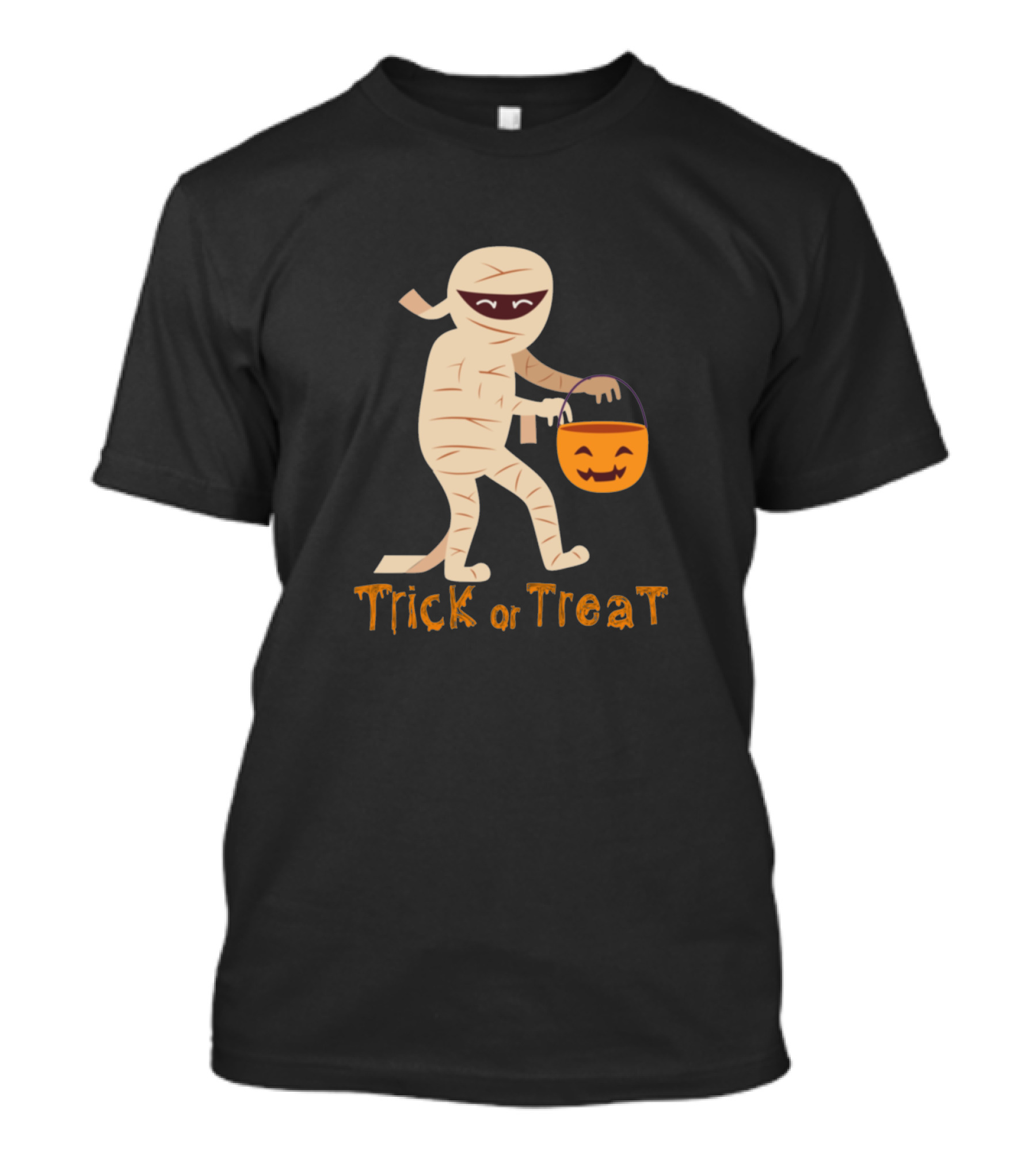 Trick Or Treat Mummy With Pumpkin Bucket T-Shirt