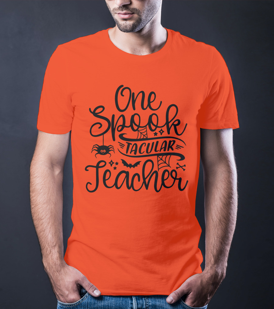 One Spooktacular Teacher Halloween Spider And Bat T-Shirt