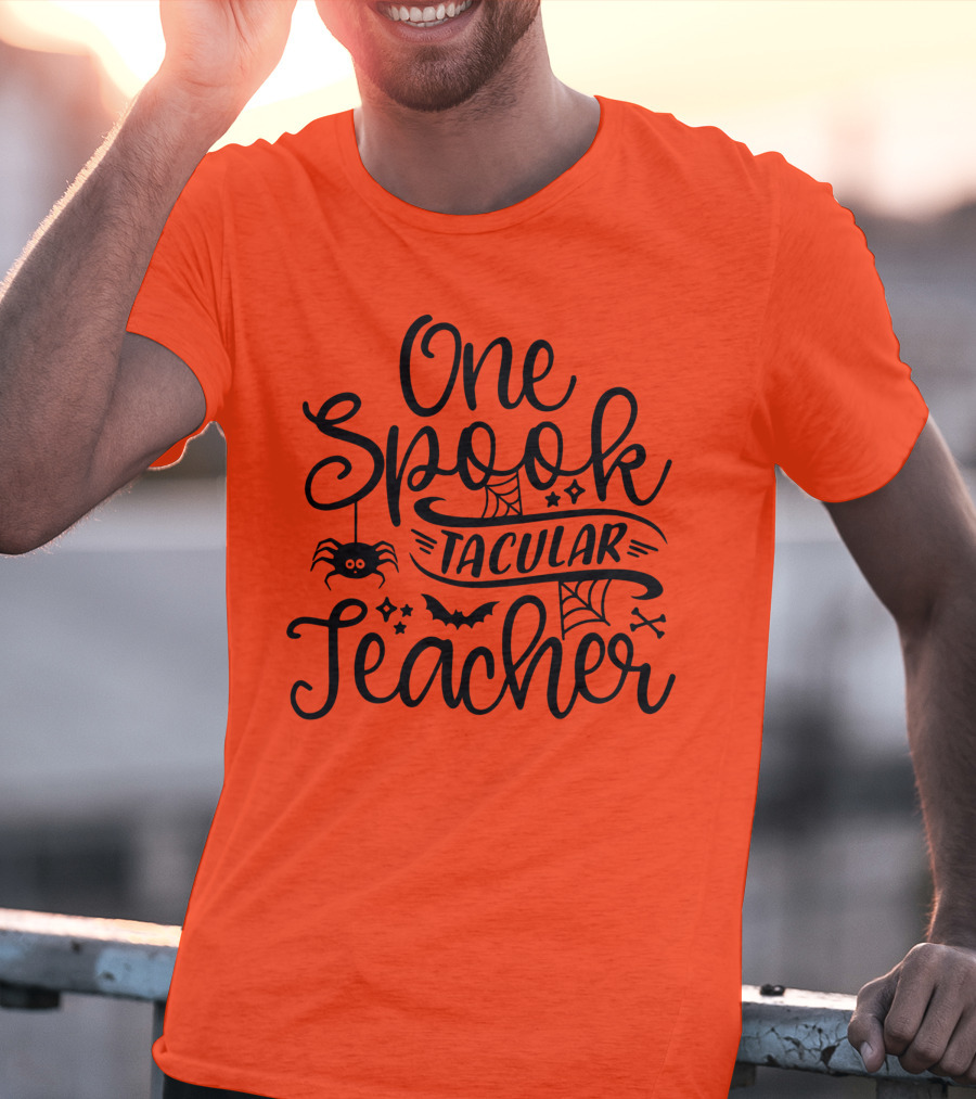 One Spooktacular Teacher Halloween Spider And Bat T-Shirt
