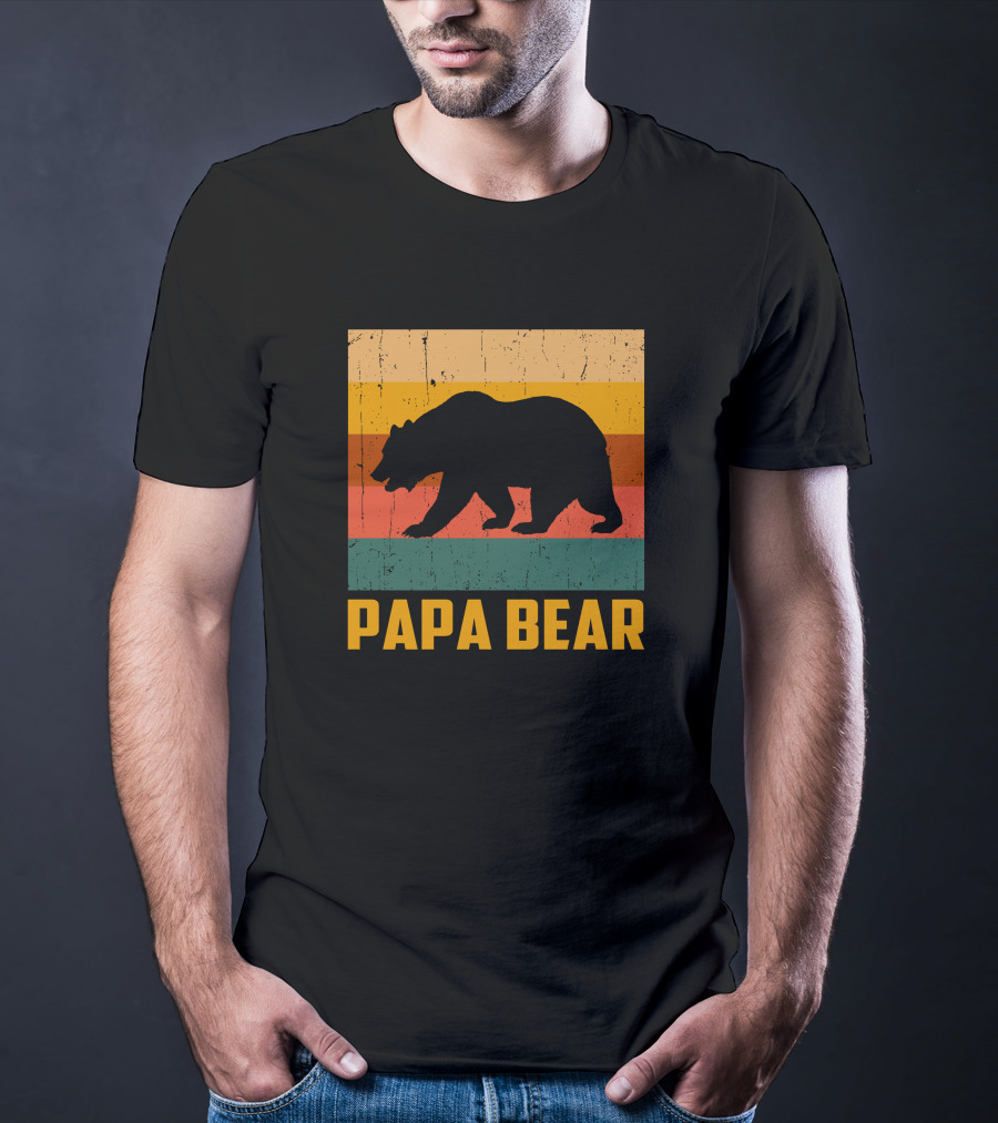 Papa Bear Dad Vintage Retro Bear T-Shirt
