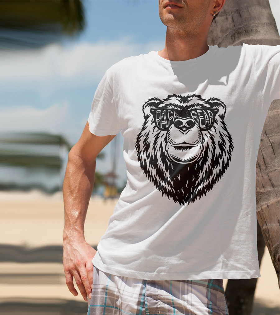 Papa Bear Sunglasses Daddy Bear T-Shirt