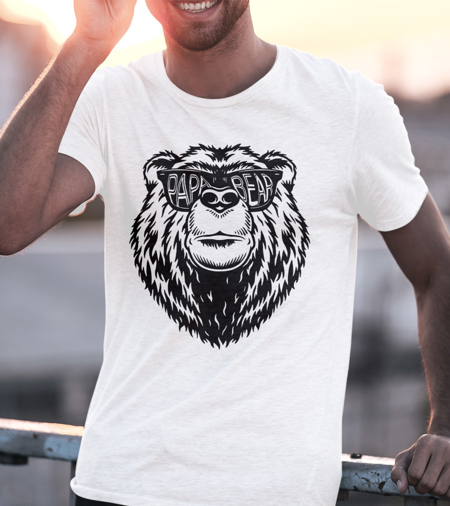 Papa Bear Sunglasses Daddy Bear T-Shirt