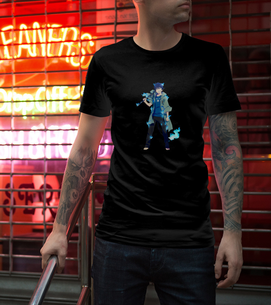Blue Flames Anime Character With Number 39 T-Shirt