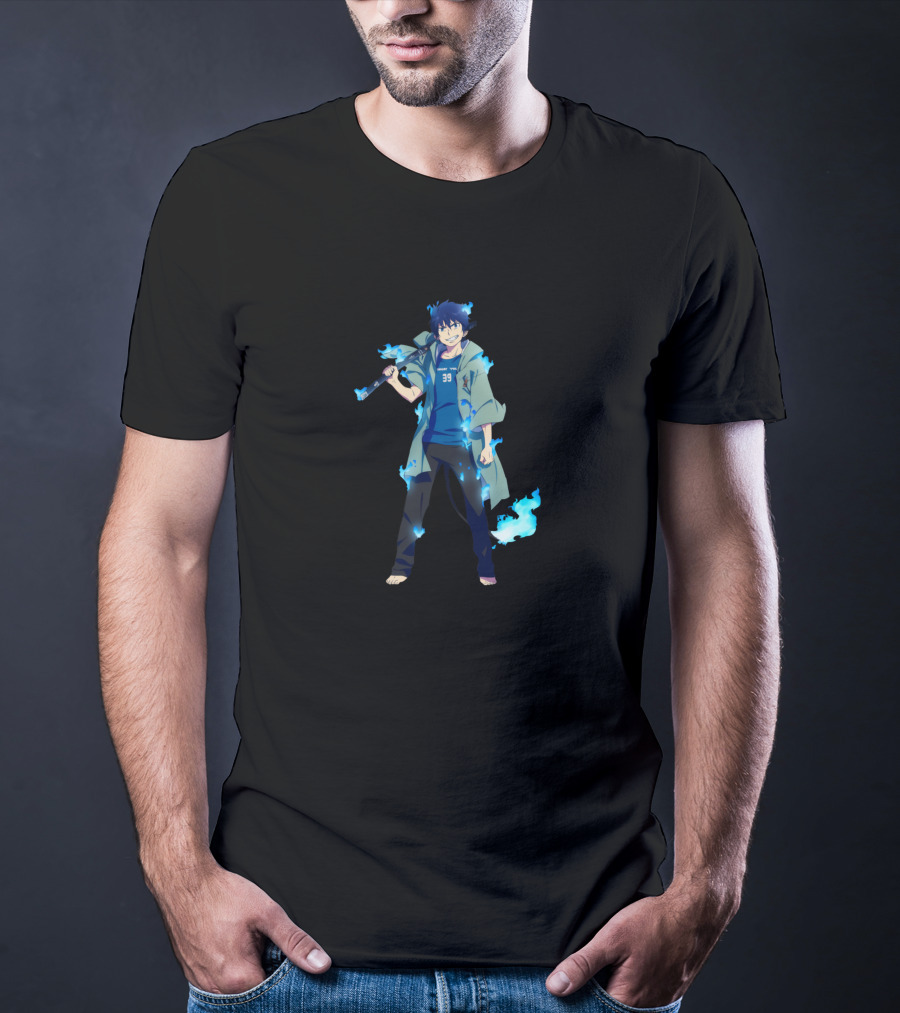 Blue Flames Anime Character With Number 39 T-Shirt